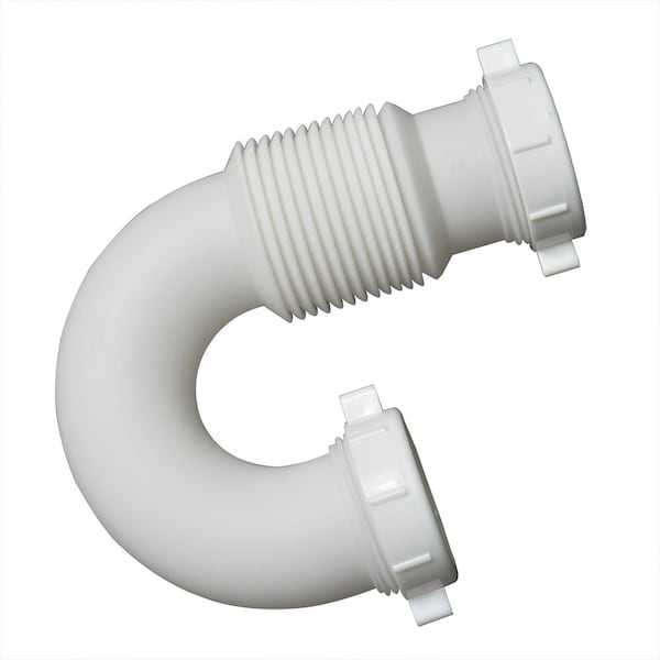 Thrifco Plumbing 1-1/2 Inch Plastic Tubular Flexible Slip Joint J-Bend with Nut 4401652 - main